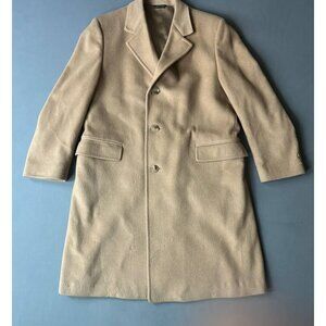 Jos. A. Bank Top Coat Wool Camel Tan  Tailored Fit Made in USA executive collect